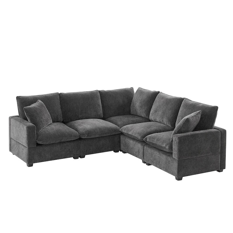 5-Seat L-Shape Modular Sectional Sofa, 84"x84"x37", Chenille, 330 LBS Capacity, Foam Cushions, 2 Pillows, Modern Style