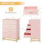4-Drawer Dresser 23.85"W, Vertical Storage Chest, 35 lbs Per Drawer, White MDF, Easy Assembly