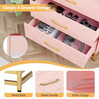 4-Drawer Dresser 23.85"W, Vertical Storage Chest, 35 lbs Per Drawer, White MDF, Easy Assembly