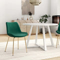 5-Piece Round Dining Set with Trestle Table & 4 Velvet Chairs, 45" Table, Gold Metal Legs, Modern