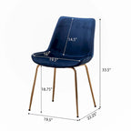 5-Piece Round Dining Set with Trestle Table & 4 Velvet Chairs, 45" Table, Gold Metal Legs, Modern