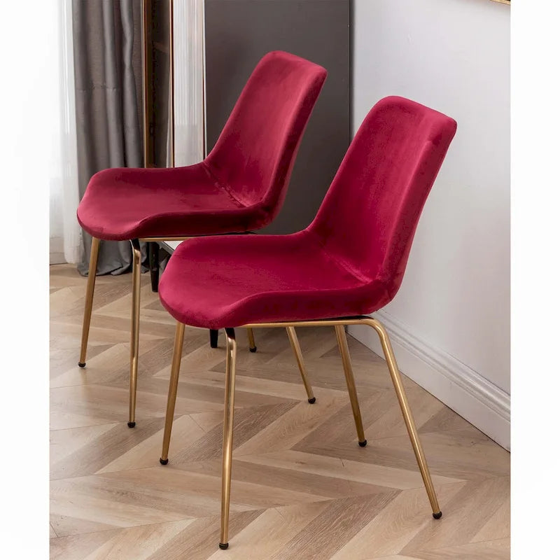 5-Piece Round Dining Set with Trestle Table & 4 Velvet Chairs, 45" Table, Gold Metal Legs, Modern