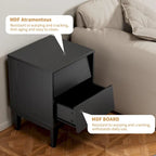 Vintage Nightstand Set of 2 with 2 Drawers, Bevel Design, Solid Wood Legs, 15.8"W x 14.6"D x 21.3"H, Bedroom End Table