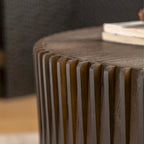 2-Piece Nesting Coffee Table Set - Vintage Style, Vertical Textured Embossed Design, Fir Wood & Density Board, 110 lbs, No Assembly