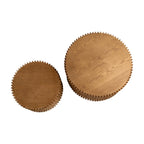 2-Piece Nesting Coffee Table Set - Vintage Style, Vertical Textured Embossed Design, Fir Wood & Density Board, 110 lbs, No Assembly