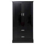 Tall Bathroom Storage Cabinet - 2 Doors + 2 Drawers - Adjustable Shelf - Door Shelves - MDF - Waterproof - Anti-Tip - Metal Hardware - Multi-Purpose - 3 Tiers